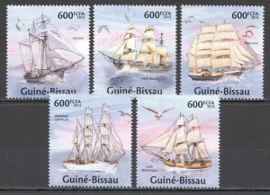 Wb237 2013 Guinea-Bissau Sailing Ships Transport Birds #6718-22 Set Mnh