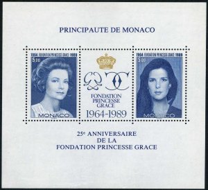 Monaco 1697 ab sheet,MNH.Michel 1936-1937 Bl.46. Princess Grace Foundation,1989.