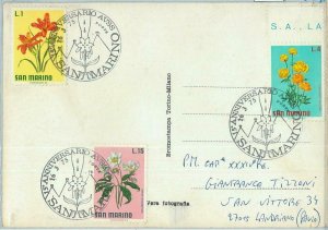 67464 -  SAN MARINO - Postal History - SPECIAL POSTMARK on CARD 1975  -  Flowers