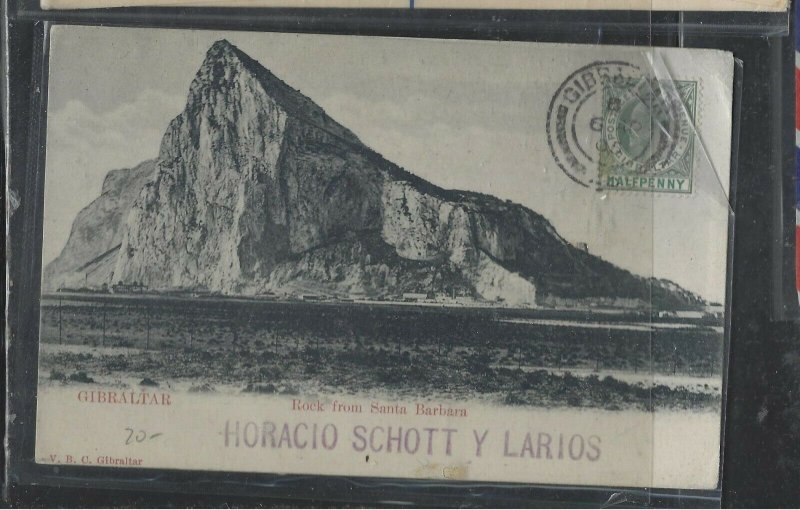 GIBRALTAR COVER (P0405B) 1905 KE 1/2D ON PPC SENT TO USA