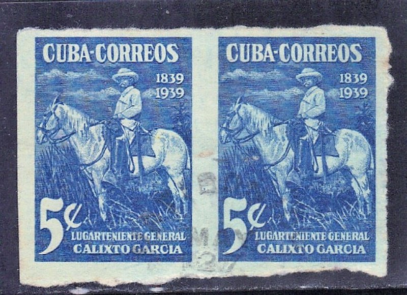 CUBA  SC#  360  USED  GEN GARCIA CONN. PAIR   1939 IMPERF  SEE SCAN