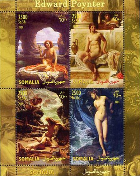 Somalia 2004 Edward Poynter Nudes Paintings 4v Mint Souvenir Sheet S/S. (#01)