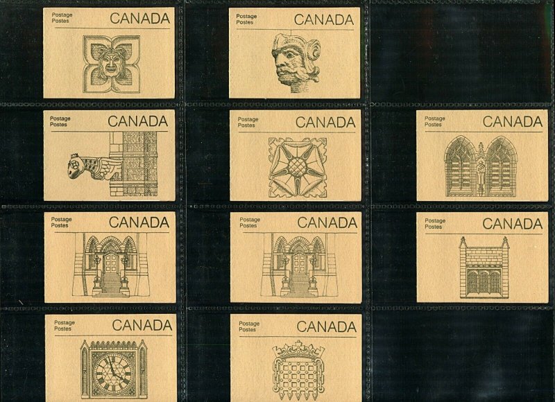 Canada 50c booklets SB100 set of 10 depicting architectural designs in gr Stamps