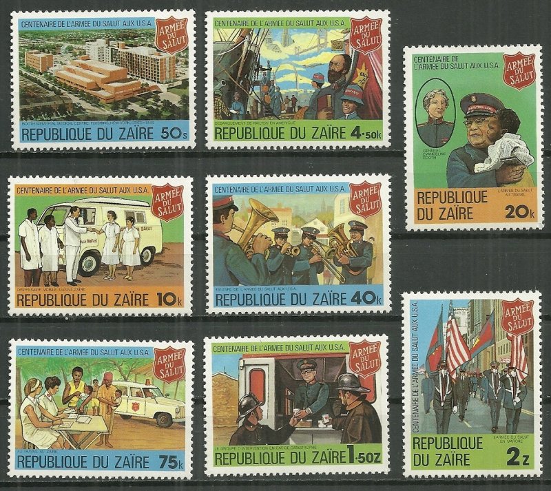 1980 Zaire Sc 960-7 Salvation Army in US 100th anniversary C/S of 8 MNH