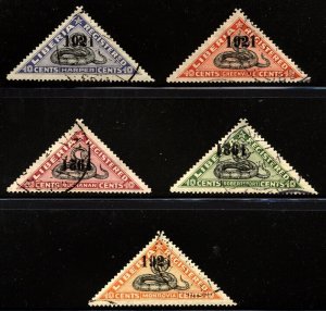 Liberia FS25-29 snakes, Triangles used set $31.25