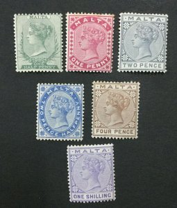 MOMEN: MALTA SG #20/28 1885-90 MINT OG H LOT #194333-2840