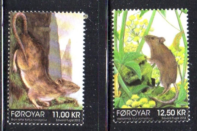 Faroe Islands Sc 605-6 2013 Rodents stamp set mint NH