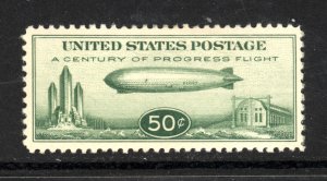 SCOTT C18 1933 50 CENT CENTURY OF PROGRESS GRAF ZEPPELIN ISSUE MH OG VF CAT $82!