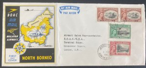 1956 North Borneo First Day Cover To London England BOAC Constellation Flight