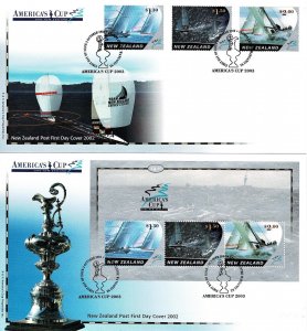 New Zealand 2002 America's Cup 2003 Yacht Racing Set of 2 FDCs