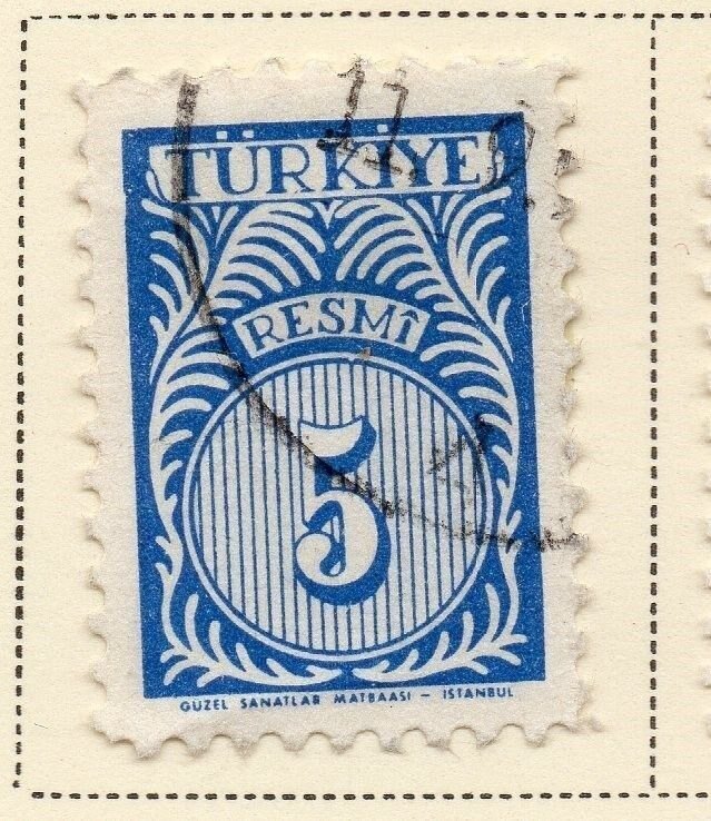 Turkey 1957 Early Issue Fine Used 5k. 086016