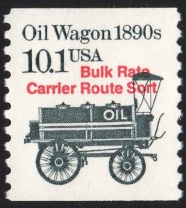 SC#2130a 10.1¢ Oil Wagon Precancel Coil Single: Red (1988) MNH