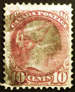 Early Canada #40 10c Dull Rose Lilac 1877 Queen Victoria F Used Rare