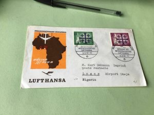 Germany Lufthansa 1962 to Lagos airport  Nigeria stamps cover  Ref 51258