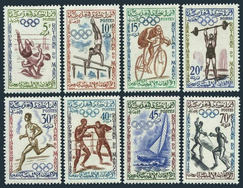 Morocco 45-52,MNH.Michel 462-469. Olympics Rome-1960.Wrestlers,Gymnast,Fencers,