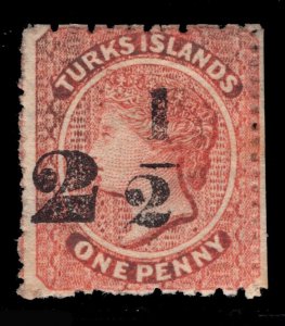 MOMEN: TURKS ISLANDS SG #34 1881 MINT PART OG H £800 LOT #68719*