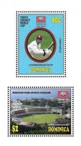 DOMINICA 2011 - CRICKET WORLD CUP 2011 SET OF 2 SEPARATE STAMPS MNH