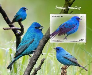 SIERRA LEONE - 2023 - Indigo Birds - Perf Souv Sheet - Mint Never Hinged