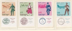 Israel 329-32 MNH 1966 Various Mailmen - Stamp Day Set w/Tabs