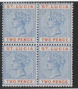 ST LUCIA #24 MINT BLOCK OF FOUR HINGED