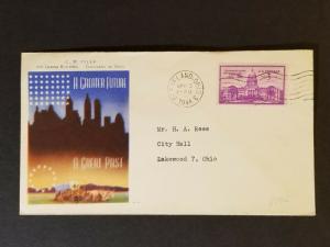 1944 Cleveland to Lakewood Ohio USA  CW Tyler Illustrated WWII Patriotic Cover