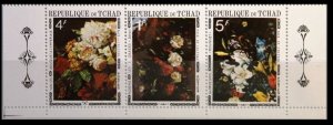 1971 Chad 375-377strip Flowers in painting 5,50 €