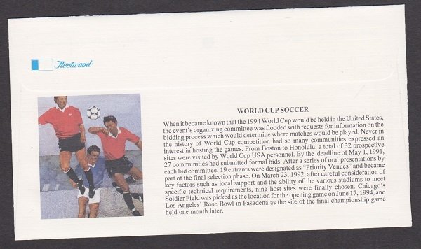 2837 World Cup Soccer SS Unaddressed Fleetwood FDC