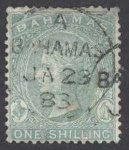 Bahamas Sc# 19 Used (b) 1863-1881 1sh green Queen Victoria