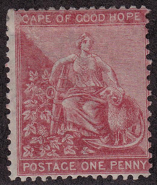 CAPE OF GOOD HOPE MH Scott # 16 Hope - Wmk 1, w/ Frame Line, remnant (1 Stamp)-5