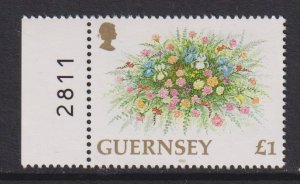 Guernsey  #495  MNH  1992  flowers £1