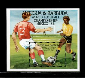 Antigua 1986 - World Football Soccer - Souvenir Stamp Sheet - Scott #919 - MNH