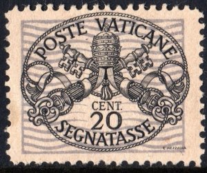 Vatican City SC#J8 20c Papal Coat of Arms: Postage Due (1945) MNH/Tone