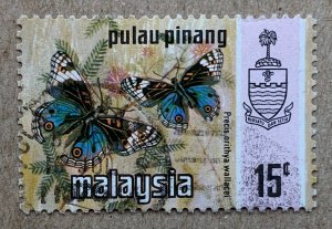 Penang 1971 15c Butterflies, used. Scott 79, CV $0.25. SG 80