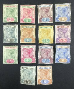 MOMEN: SEYCHELLES SG #1-14 DIE I,II 1890 MINT OG H £300 LOT #61848