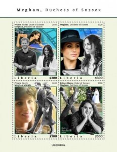 Liberia - 2020 Meghan, Duchess of Sussex - 4 Stamp Sheet - LIB200406a