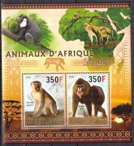Djibouti 2013 Monkeys Mandrill Sheet MNH