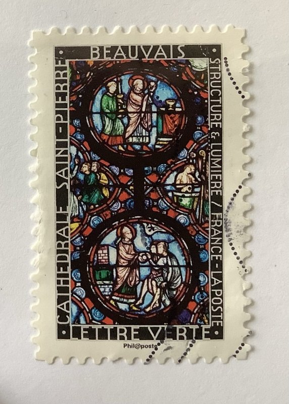 France 2016 Scott 5147 used- Stained Glass Windows Cathedrale St Pierre Beauvais