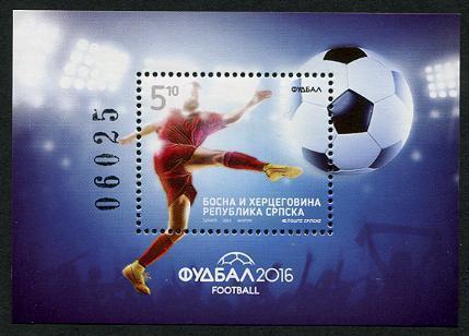 HERRICKSTAMP NEW ISSUES BOSNIA (SERBIA ADMIN) Sc.# 546 UEFA Soccer S/S