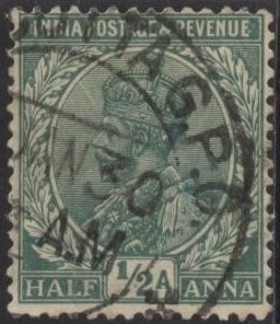 India 107 (used) ½a George V, green (1926)