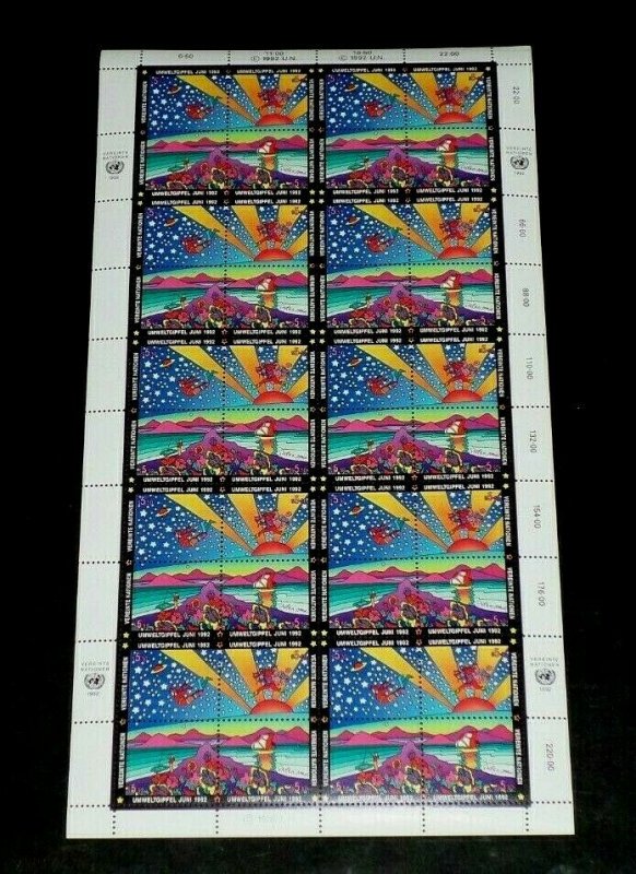 U.N. VIENNA #132a, 1992 PETER MAX, EARTH SUMMIT, MNH, PANE/40 NICE! LQQK!