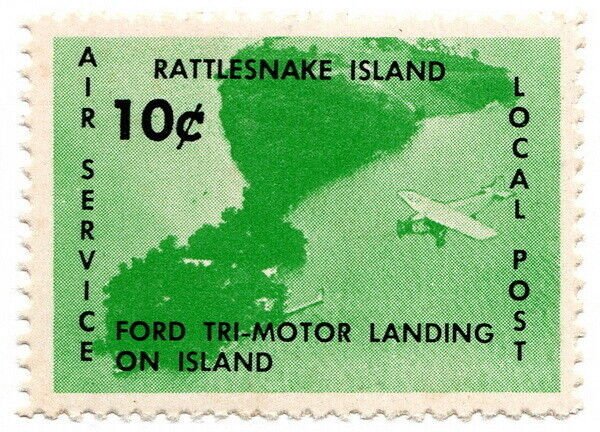 (I.B) US Cinderella : Rattlesnake Island Local Post 10c (Air Post)