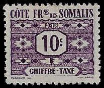 Somali Coast #J39 Unused LH; 10c Postage Due (1947) (2)