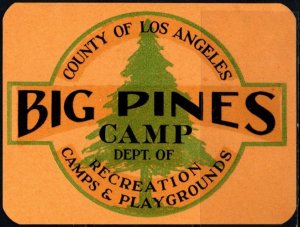 1930's US 4 x 3 Poster Stamp County Of Los Angeles Big Pines Camp