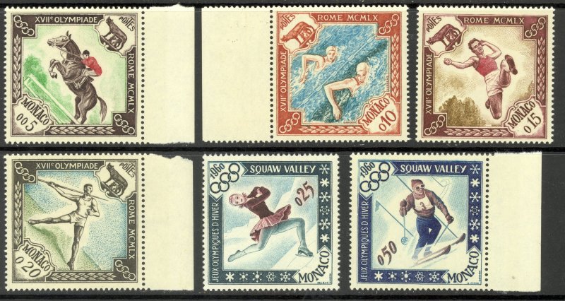 MONACO 1960 OLYMPICS SQUAW VALLEY & ROME Set Sc 454-459 MNH