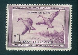 US #RW5 $1 PINTAILS, PURPLE (1938) DUCK STAMP, MogPH