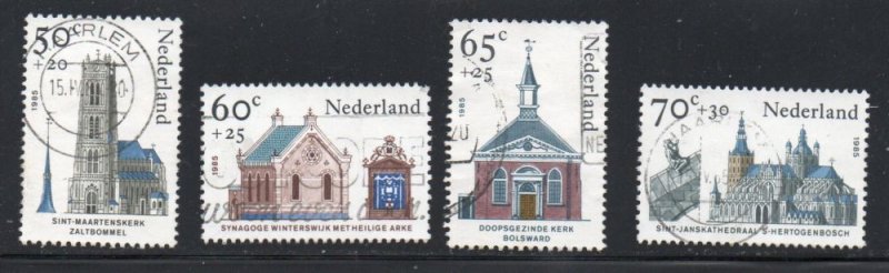 Netherlands Sc B611-14 1985 Religious Architecture stamp set used