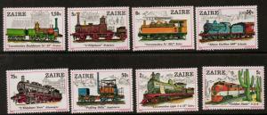 ZAIRE SG977/84 1980 LOCOMOTIVES MNH