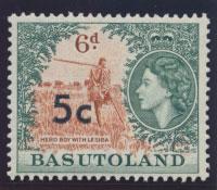 Basutoland  SG 63   Mint  Hinged  - Opt surcharge Type I  