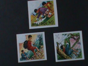 ​BHUTAN-1967-SC#86-86e BOY SCOUTS RARE IMPERFSILVER OVPT. MNH-VF-57 YEARS OLD