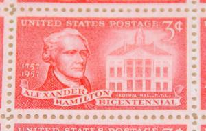 1957 sheet, Alexander Hamilton, Sc# 1086